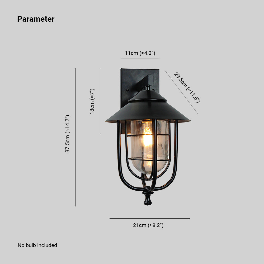 Alessio Vintage Farol Metal LED Aplique de Pared Exteriör, Negro